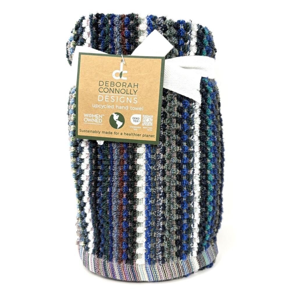 Deborah Connolly Striped Hand Towels Multicolor Blue Gray Colorful NWT Multi